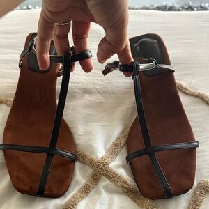 Brown and Black Women's Sandals